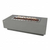 Granville Fire Table Outdoor Fire Pit 60" X 27" Cast Concrete Firepit Includes Lava Rocks 45,000 Btus Outdoor Fireplace for Patio Furniture Set, Deck, Porch, Outdoor Heater - Natural Gas