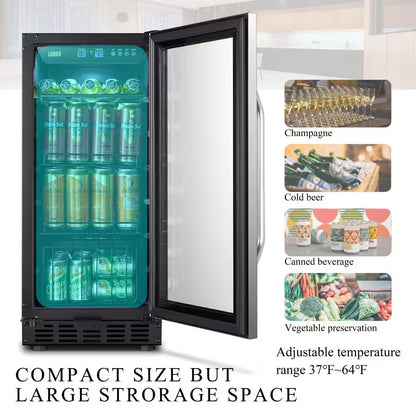 Beverage Refrigerator 15 In. 70 Can Single Zone Beverage Cooler, Stainless Steel