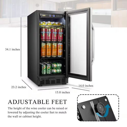 Beverage Refrigerator 15 In. 70 Can Single Zone Beverage Cooler, Stainless Steel