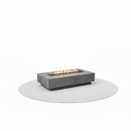 Hampton Fire Table Outdoor Fire Pit 56" X 32" Cast Concrete Firepit Includes Lava Rocks 45,000 Btus Outdoor Fireplace for Patio Furniture Set, Deck, Porch, Outdoor Heater - Liquid Propane