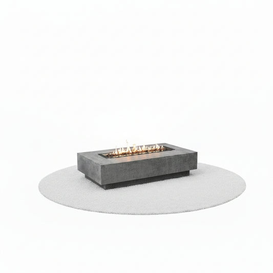 Hampton Fire Table Outdoor Fire Pit 56" X 32" Cast Concrete Firepit Includes Lava Rocks 45,000 Btus Outdoor Fireplace for Patio Furniture Set, Deck, Porch, Outdoor Heater - Liquid Propane