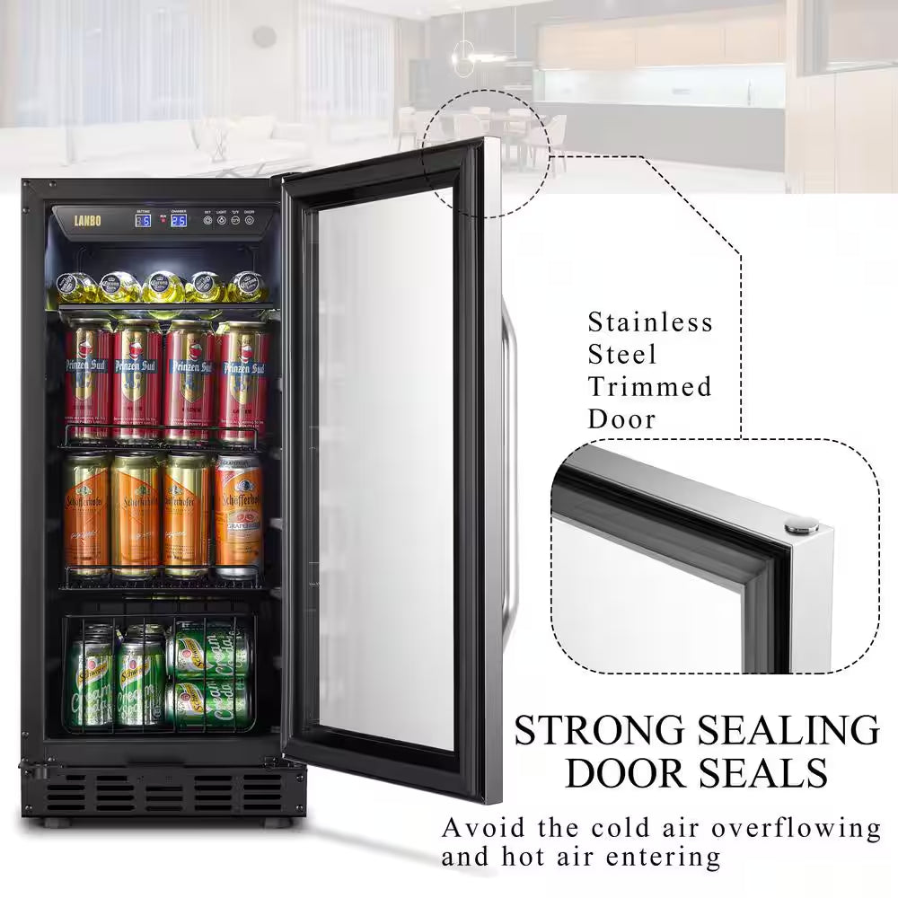Beverage Refrigerator 15 In. 70 Can Single Zone Beverage Cooler, Stainless Steel