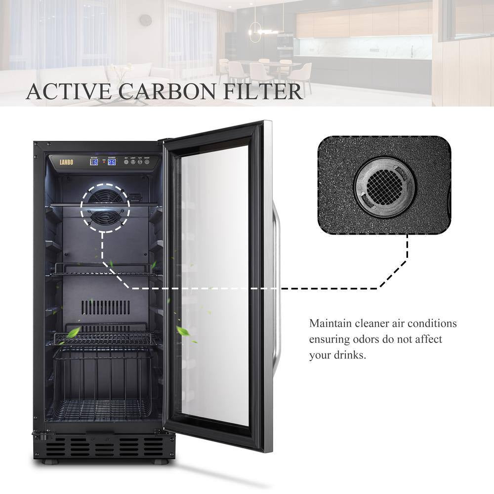 Beverage Refrigerator 15 In. 70 Can Single Zone Beverage Cooler, Stainless Steel