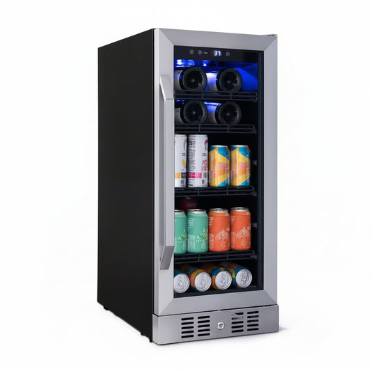 15 In. Flipshelf 33 Wine Bottles & 80 Cans Built-In Beverage and Wine Cooler in Stainless Steel with Reversible Shelves