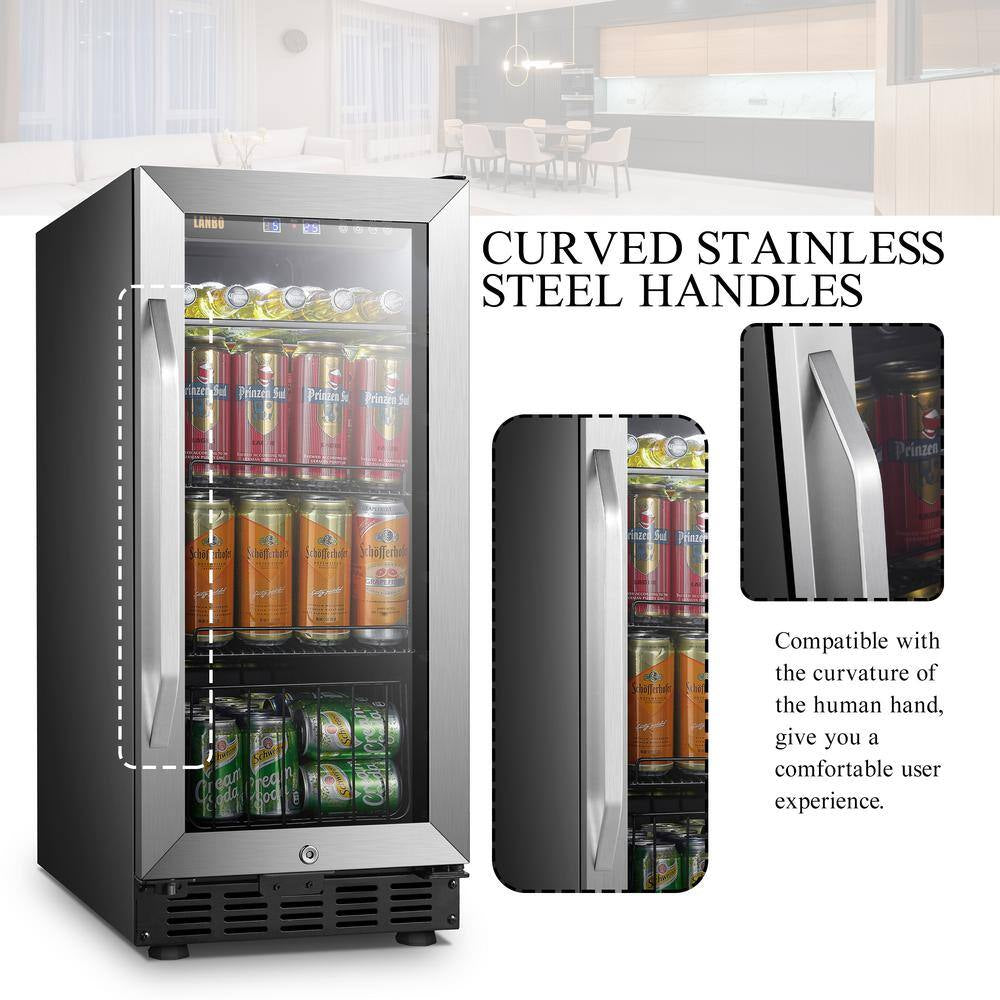 Beverage Refrigerator 15 In. 70 Can Single Zone Beverage Cooler, Stainless Steel