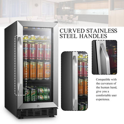 Beverage Refrigerator 15 In. 70 Can Single Zone Beverage Cooler, Stainless Steel