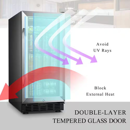 Beverage Refrigerator 15 In. 70 Can Single Zone Beverage Cooler, Stainless Steel