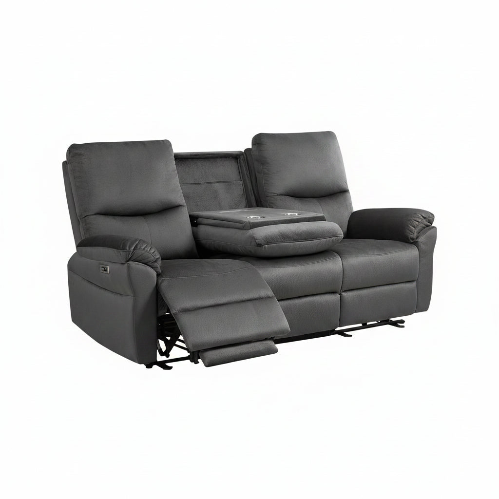 Loveseat Recliner Sofa with Console, Electric Reclining Couch with Flip Middle Backrest, Cup Holder & USB Type C, Skin- Friendly Recliner Sofa for Living Room, Home Theater Seat (Dark Gray)