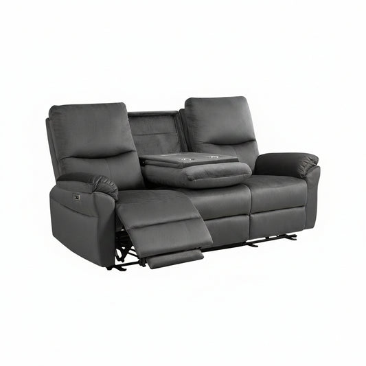Loveseat Recliner Sofa with Console, Electric Reclining Couch with Flip Middle Backrest, Cup Holder & USB Type C, Skin- Friendly Recliner Sofa for Living Room, Home Theater Seat (Dark Gray)